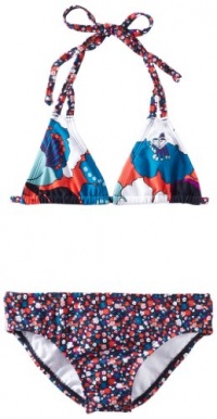 Roxy Kids Girls 7-16 Tiki Tri Fringe Rustic Sunshine Print Swimsuit Set, Open Ocean, 8 Roxy Kids Girls 7-16 Tiki Tri Fringe Rustic Sunshine Print Swimsuit Set, Open Ocean, 8