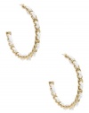 GUESS White And Gold-Tone Woven Hoop Earrings, WHITE