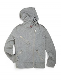 THE LOOKHooded styleOff-center zip frontThree angled zip pocketsNautical logo buttonsLong sleeves with banded cuffsBanded hemTHE MATERIAL95% modal/5% spandexCARE & ORIGINDry cleanImported THE LOOKHooded styleOff-center zip frontThree angled zip pocketsNautical logo buttonsLong sleeves with banded cuffsBanded hemTHE MATERIAL95% modal/5% spandexCARE & ORIGINDry cleanImported