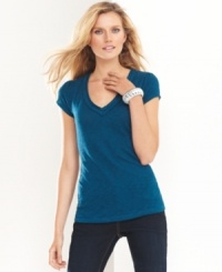 A basic that's anything but boring: the voile trim adds a delicate touch to INC's essential petite tee! (Clearance)