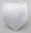 100% Silk Woven White Organic Paisley Tie