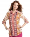 Sunny Leigh's new shirt is decked out in cheerful hues and a vibrant print. (Clearance)
