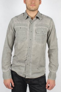 Affliction - Mens Next Target Woven Shirt In Charcoal Affliction - Mens Next Target Woven Shirt In Charcoal