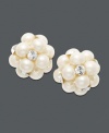 Present yourself with poise and grace. Forever fashionable, these chic studs by Charter Club feature simulated pearl clusters accented by sparkling crystals. Approximate diameter: 1/2 inch.