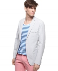 It's like day and night. Go from casual to cool with the simple addition of this striped blazer from American Rag. It's like day and night. Go from casual to cool with the simple addition of this striped blazer from American Rag.