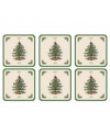 Bring Spode's iconic holiday pattern to your table in a whole new way with heat-resistant Christmas Tree drink coasters.