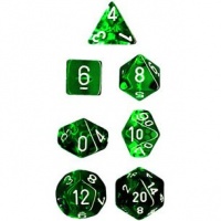 Polyhedral 7-Die Translucent Dice Set - Green Polyhedral 7-Die Translucent Dice Set - Green