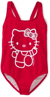 Hello Kitty Girls 7-16 Iconic One Piece Swimsuit, Red, 10/12 Hello Kitty Girls 7-16 Iconic One Piece Swimsuit, Red, 10/12