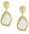 T Tahari Parisian Chic White and Gold Single Drop Earrings