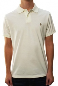 Polo Ralph Lauren Men's Custom Fit Polo Collar w/Small Pony Cream White Polo Ralph Lauren Men's Custom Fit Polo Collar w/Small Pony Cream White
