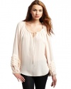 Parker Women's Boho Ruffle Sleeve Top, Pale Pink, Small