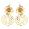 .925 Sterling Silver and 14K Gold Coated Kaleidoscope Hanging Jewel Encrusted Earrings with Fishhook