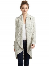 THE LOOKMedium-weight cashmere pointelle knitShawl collarDraped open frontLong sleeves with scallop cuffsCocoon silhouetteTHE FITAbout 30 from shoulder to hemTHE MATERIALCashmereCARE & ORIGINDry cleanImportedModel shown is 5'8 (173cm) wearing US size Small. THE LOOKMedium-weight cashmere pointelle knitShawl collarDraped open frontLong sleeves with scallop cuffsCocoon silhouetteTHE FITAbout 30 from shoulder to hemTHE MATERIALCashmereCARE & ORIGINDry cleanImportedModel shown is 5'8 (173cm) wearing US size Small.