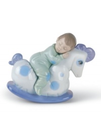 The gentle sway of this rocking horse figurine sent this sweet boy right to dreamland.