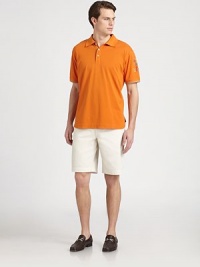 A weekend style staple with traditional flat-front styling is tailored in superior soft cotton.Button closure with zip flyBelt loopsSide slash pocketsBack button-welt and flap pocketsInseam, about 1198% cotton/2% Lycra spandexMachine washImported A weekend style staple with traditional flat-front styling is tailored in superior soft cotton.Button closure with zip flyBelt loopsSide slash pocketsBack button-welt and flap pocketsInseam, about 1198% cotton/2% Lycra spandexMachine washImported