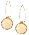 Well-rounded. Ivory-colored circular motifs adorned with glittering glass accents have an eye-catching effect on RACHEL  Rachel Roy's linear drop earrings. Crafted in gold tone mixed metal, they convey chic, contemporary style. Approximate drop: 2-1/2 inches.