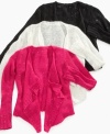 Sequined allover cardigan makes this a festive and bold piece by DKNY. Makes a great gift.