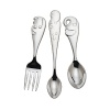 If your little explorer is fascinated with the wild creatures of the jungles and rainforests, then they will love the Jungle Parade 3-piece stainless steel set featuring a fork with a rhino handle, a feeding spoon with a hippo and spoon with an elephant. Turn dinner time into feeding time with these happy animals. Comes elegantly gift boxed.