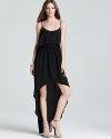 This BCBGeneration dress flaunts a dramatic high/low hem for a hyper-modern silhouette that wows after hours.