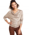 Dazzle 'em this party season in Fresh Brewed's metallic cowl-neck top. Perfect draping makes this piece a sophisticated match to your boldest bottoms.