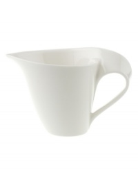 Explore new shapes for your table with the innovative New Wave creamer, featuring a unique, fluid silhouette crafted of premium Villeroy & Boch porcelain. Explore new shapes for your table with the innovative New Wave creamer, featuring a unique, fluid silhouette crafted of premium Villeroy & Boch porcelain.