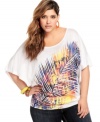 A sexy open back spotlights Baby Phat's butterfly sleeve plus size top-- look amazing from every angle!