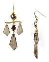 These bold Alexis Bittar chandelier earrings introduce sculptural sparkle to your look, crafted of plated gold with a cascade of smoky quartz stones.
