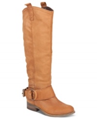 The supple leather of the upper of Steve Madden's Bankker tall boots makes them standout on their own. But the over-sized buckle detail across the ankle makes them really shine. The supple leather of the upper of Steve Madden's Bankker tall boots makes them standout on their own. But the over-sized buckle detail across the ankle makes them really shine.
