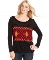 A southwest-inspired pattern add stylish flair to this Kensie sweater -- perfect for a layered look!