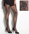 HUE Floral Net Tights, S/M, Steel