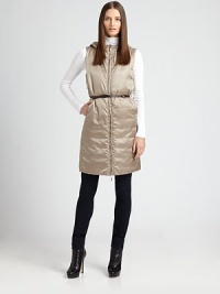 A sleeveless take on the sleek nylon parka, styled with a comfortable drawstring hood.Drawstring hoodSleevelessFront zipperSlash pocketsAbout 36 from shoulder to hemNylon/polyesterDry cleanImportedModel shown is 5'10 (177cm) wearing US size 4. A sleeveless take on the sleek nylon parka, styled with a comfortable drawstring hood.Drawstring hoodSleevelessFront zipperSlash pocketsAbout 36 from shoulder to hemNylon/polyesterDry cleanImportedModel shown is 5'10 (177cm) wearing US size 4.