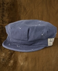 This weathered military cap is crafted from durable cotton twill with a subtle herringbone pattern for a city-slicker spin. This weathered military cap is crafted from durable cotton twill with a subtle herringbone pattern for a city-slicker spin.