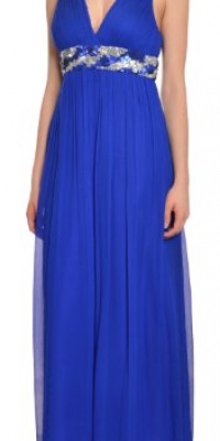 Aidan Mattox Women's Crinkle Silk Empire Sequin Evening Gown 12 Sapphire Aidan Mattox Women's Crinkle Silk Empire Sequin Evening Gown 12 Sapphire