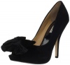 Badgley Mischka Women's Maribelle Peep-Toe Pump,Black Suede,8 M US