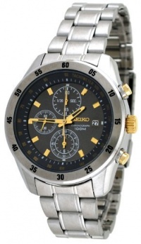 Men's Stainless Steel Quartz Chronograph Tachymeter Two Tone Gray Dial Men's Stainless Steel Quartz Chronograph Tachymeter Two Tone Gray Dial