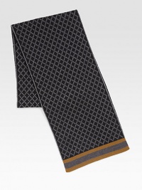 Knit wool scarf. Available in grey and black with new banana/grey/new banana web detail or light brown and dark brown with green/red/green signature web detail.Wool9¾W X 70L Made in Italy Knit wool scarf. Available in grey and black with new banana/grey/new banana web detail or light brown and dark brown with green/red/green signature web detail.Wool9¾W X 70L Made in Italy