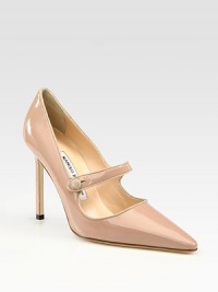 Glossy patent leather in a signature point-toe silhouette, topped with a Mary Jane strap and skinny heel. Self-covered heel, 4 (100mm)Patent leather upperLeather lining and solePadded insoleMade in ItalyOUR FIT MODEL RECOMMENDS ordering one half size up as this style runs small. Glossy patent leather in a signature point-toe silhouette, topped with a Mary Jane strap and skinny heel. Self-covered heel, 4 (100mm)Patent leather upperLeather lining and solePadded insoleMade in ItalyOUR FIT MODEL RECOMMENDS ordering one half size up as this style runs small.
