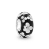 Bling Jewelry Black Flower Sterling Silver Murano Glass Bead Troll Pandora Compatible