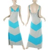 G2 Fashion Square Coloblock V-Neck Maxi Dress(DRS-MAX,LGY-S)