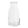 The carafe produced from crystalline glass takes its inspiration from a classically styled decanter. The truncated-conical form, wide at the base before narrowing near the top, at the same time the neck and a place to hold the carafe. The rim acts as a drip guard that keeps the exterior of the carafe clean when in use.