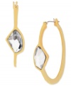 Added attraction. Robert Lee Morris' hoop earrings, crafted from gold-tone mixed metal, dazzle with a geometric glass stone for a stylish touch. Approximate drop: 1-1/2 inches.