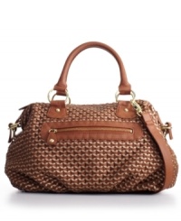 A unique woven lattice graces this trend-right satchel by Steve Madden for a look that is sure to turn heads. Classic yet fun, the unique design and polished hardware make this bag ideal for any occasion. A unique woven lattice graces this trend-right satchel by Steve Madden for a look that is sure to turn heads. Classic yet fun, the unique design and polished hardware make this bag ideal for any occasion.