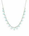 Like brilliant blue skies, this collection of apatite (3 mm) and chalcedony (7 mm) gemstones creates a breathtaking view across this shapely necklace. Gems are set in 14k gold. Approximate length: 16 inches.