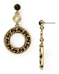 Build your jewelry collection around pieces like this pair of drop earrings from T Tahari, crafted from a mix of gold-plate and cool leather. Build your jewelry collection around pieces like this pair of drop earrings from T Tahari, crafted from a mix of gold-plate and cool leather.