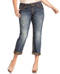 Unleash your fierce side with Seven Jeans' plus size pair, featuring animal print cuffs-- they're must-haves for your summer wardrobe! Unleash your fierce side with Seven Jeans' plus size pair, featuring animal print cuffs-- they're must-haves for your summer wardrobe!