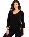 Calvin Klein Women's Plus Size V-Neck Zipper Top