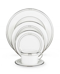 Leave it to kate spade to improve the traditional china pattern. Reminiscent of seed pearls, her signature monogram lends a lustrous accent to the Noel Alabaster saucer. Leave it to kate spade to improve the traditional china pattern. Reminiscent of seed pearls, her signature monogram lends a lustrous accent to the Noel Alabaster saucer.