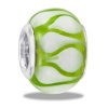 Awesome Green/White Ripple Art Glass European/Memory Charm Double Sterling Layered Bead - Fits Pandora Bracelets