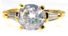 3-Stone Round Prong & Bar Set 1 Carat Simulated White Diamond CZ Engagement Ring, 14k Yellow Gold Filled, Size 8