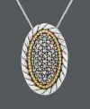 For a picturesque look. Genevieve & Grace's two tone pendant provides the perfect frame. Crafted in sterling silver and 18k gold over sterling silver, a rope edging and glittering marcasite center create a look of fine art. Approximate length: 18 inches. Approximate drop: 1-1/8 inches.